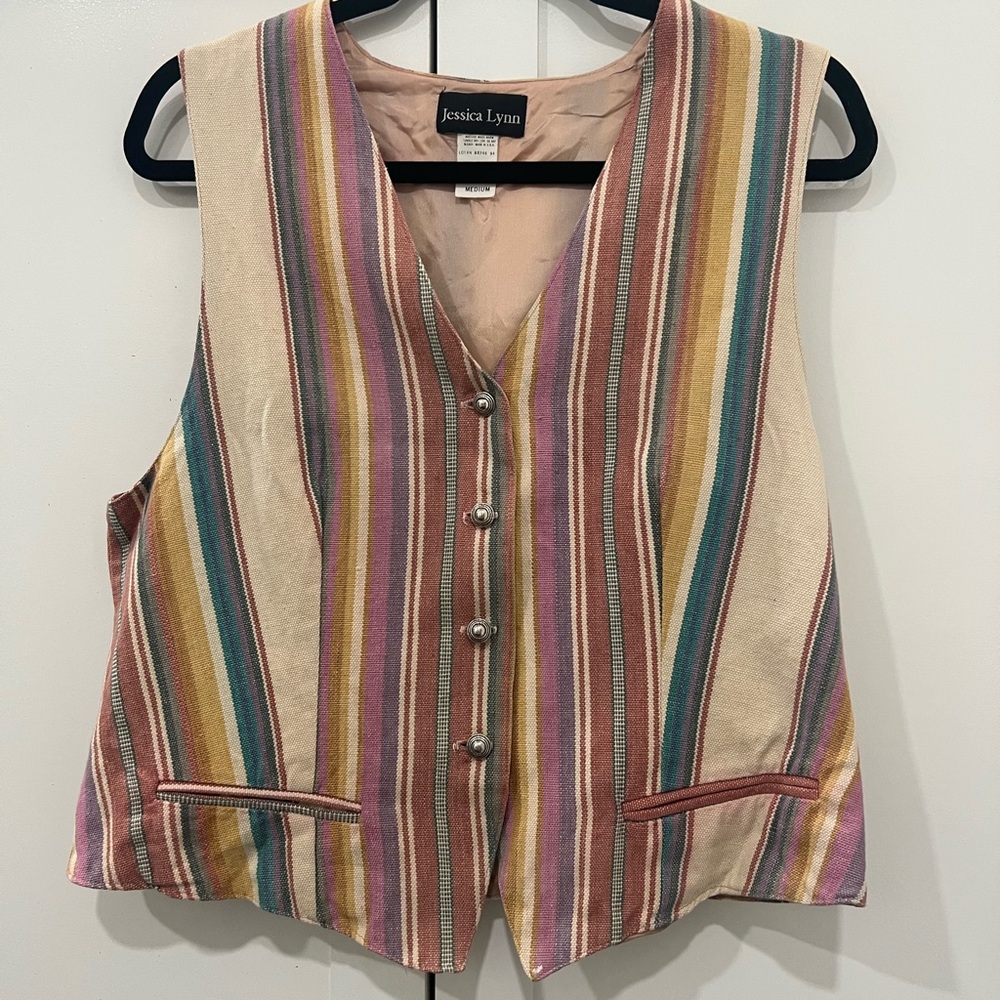 Jessica Lynn vintage Striped Vest size medium